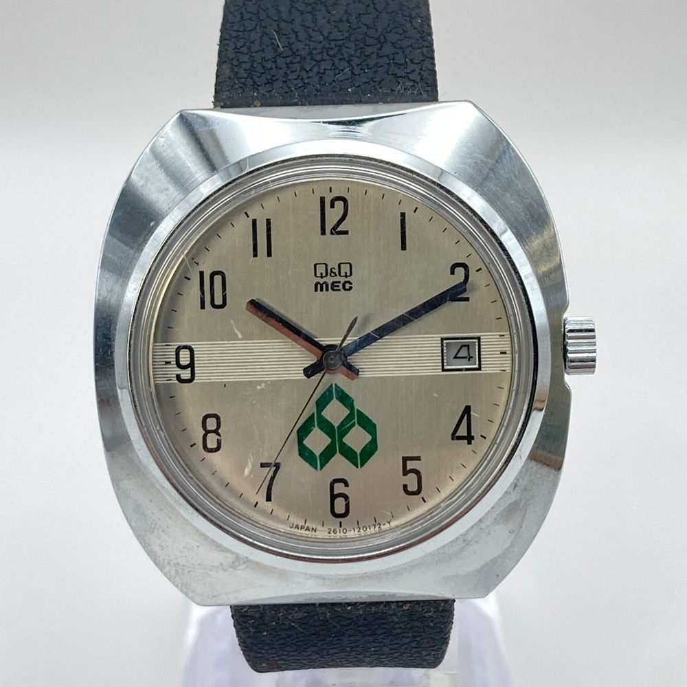 Vintage Q&Q Mec Men's Automatic Watch 38mm Silver Tone Date 8.25"